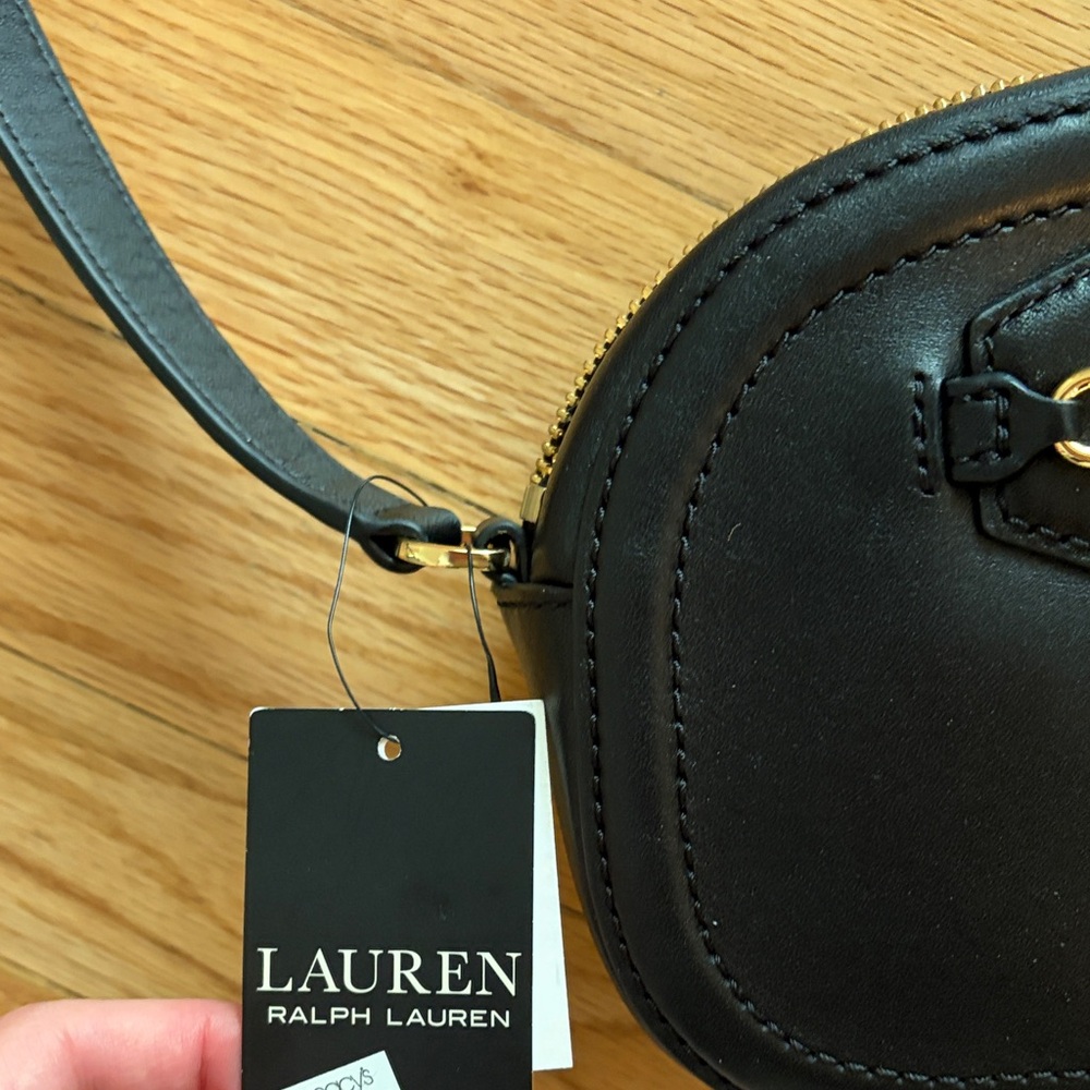 Ralph Lauren Black Leather Crossbody Bag with Gold Hardware - Picture 2 of 3